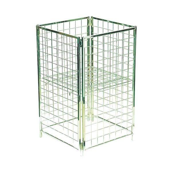 Chrome Grid Dump Bin With Adjustable Shelf And Casters 