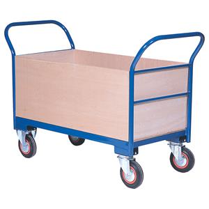 Warehouse Trolley Twin-Handled With Wooden Ends & Sides