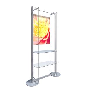 Freestanding Display with A1 Pocket and 2 Glass Shelves Freestanding Display with A1 Pocket and 2 Glass Shelves