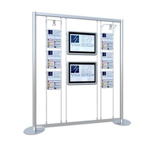 Freestanding 2 x Digital Screen / 6 x A4 Poster Holders with Lights Freestanding 2 x Digital Screen / 6 x A4 Poster Holders with Lights
