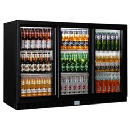 Triple sliding door bottle chiller