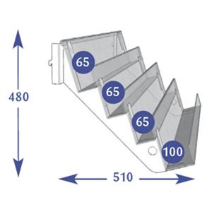 Magazine Individual Shelves - 4 Tier 65/65/65/100mm