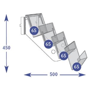 Magazine Individual Shelves - 4 Tier 65mm with 3 Tier Bracket for base shelf