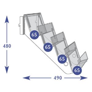 Magazine Individual Shelves - 4 Tier 65mm with 4 Tier Bracket