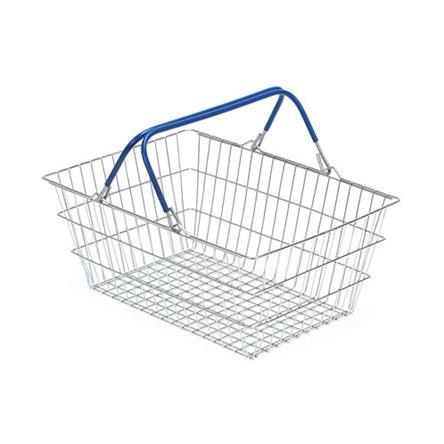 Wire Shopping Baskets 10-Pack - Blue Handle