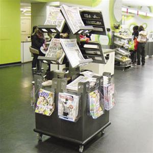 Newspaper Stands News Tree 8 Shelf + Spring Bins